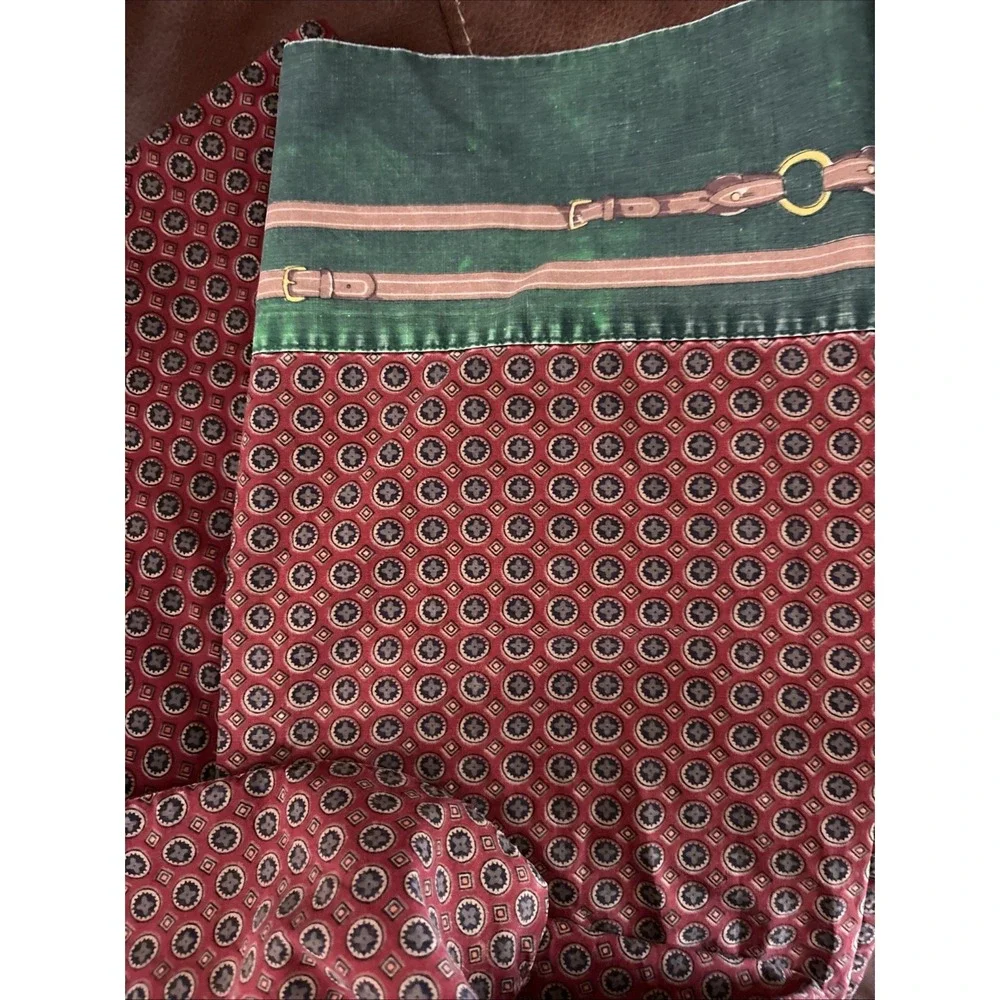 Ralph Lauren Wilkes Foulard Equestrian Green Red pillowcase Some Fading set /2